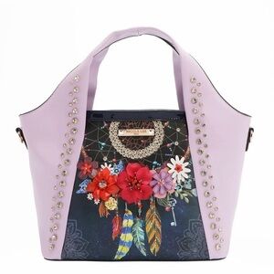 Nicole Lee Lavender Floral Dreamcatcher Tote with 3D Flowers